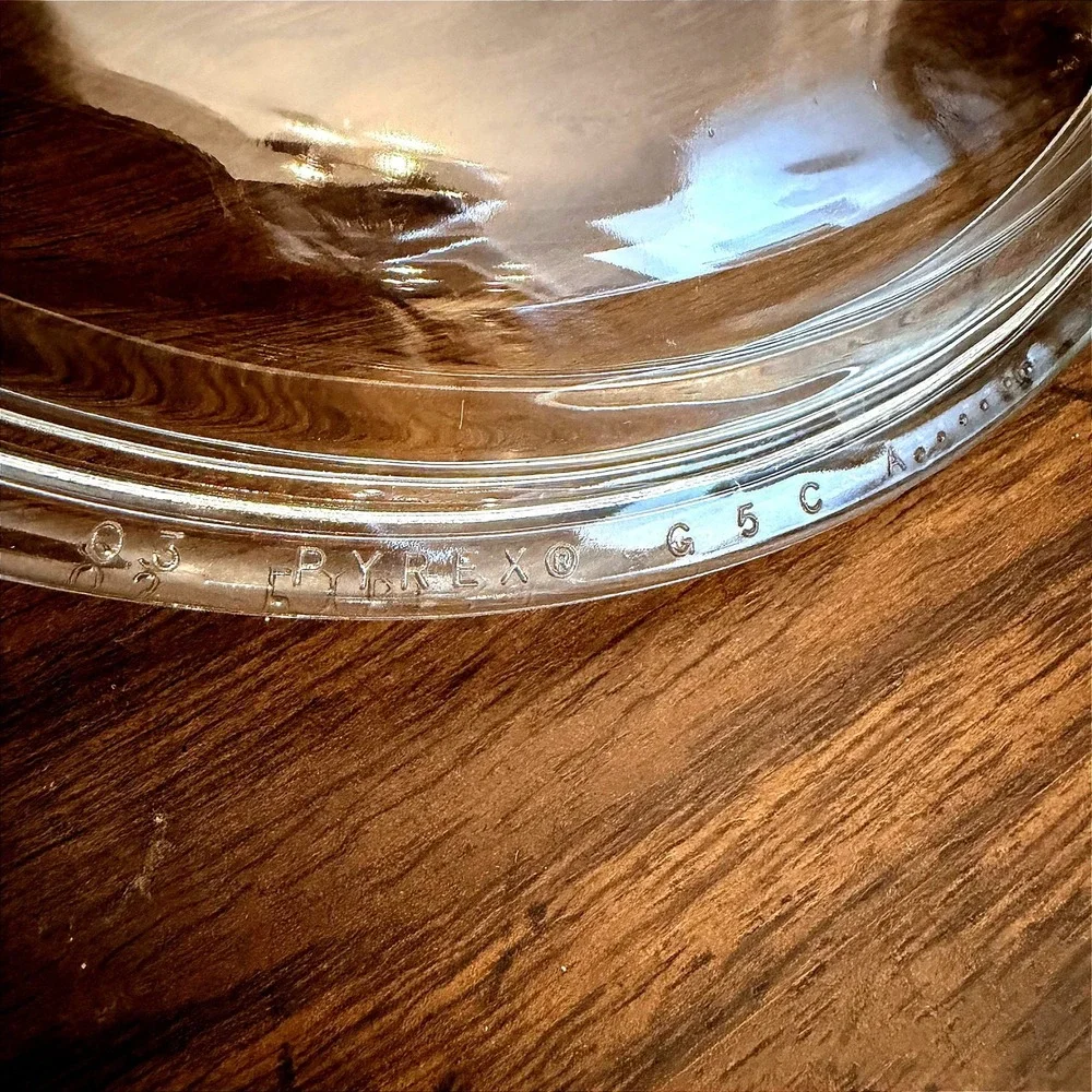 Pyrex G5C Clear Glass Replacement Lid Sunburst Pattern Round Knob 8.5 Inch
